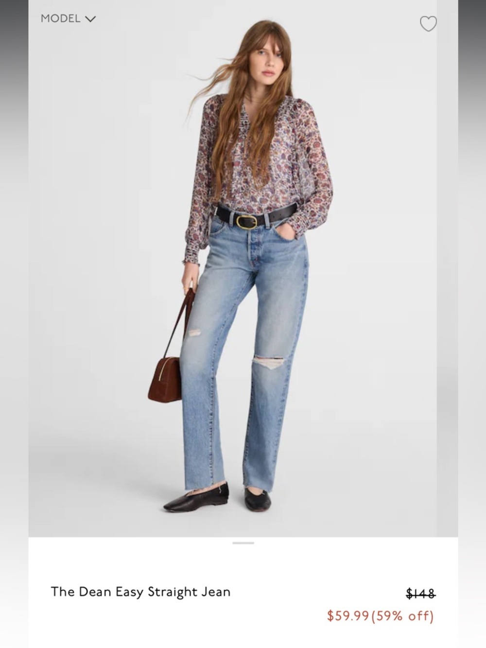 Madewell Light Wash Blue Dean Easy Straight Jeans